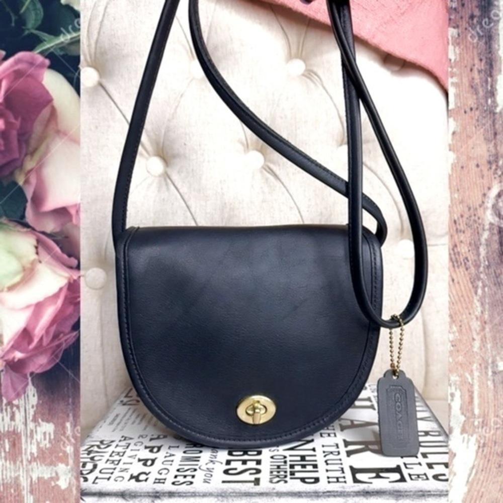 VINTAGE COACH BLACK NYC LEATHER CROSSBODY MINI BAG 9825